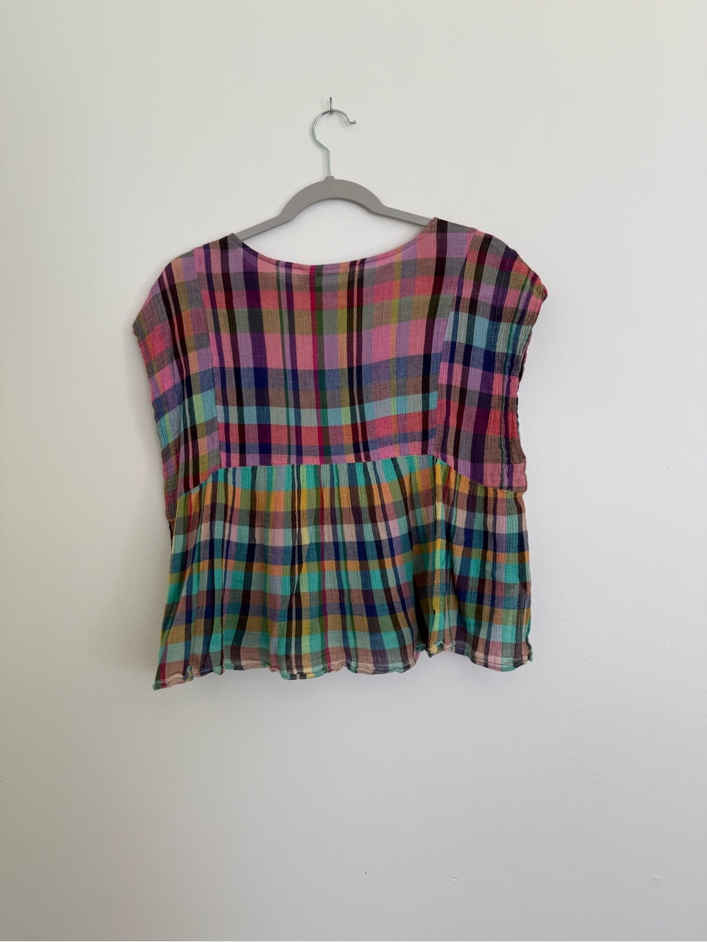 HOLDING HORSES Multicolor Plaid Peplum Top - Pink, Blue, Green - Picture 5 of 5